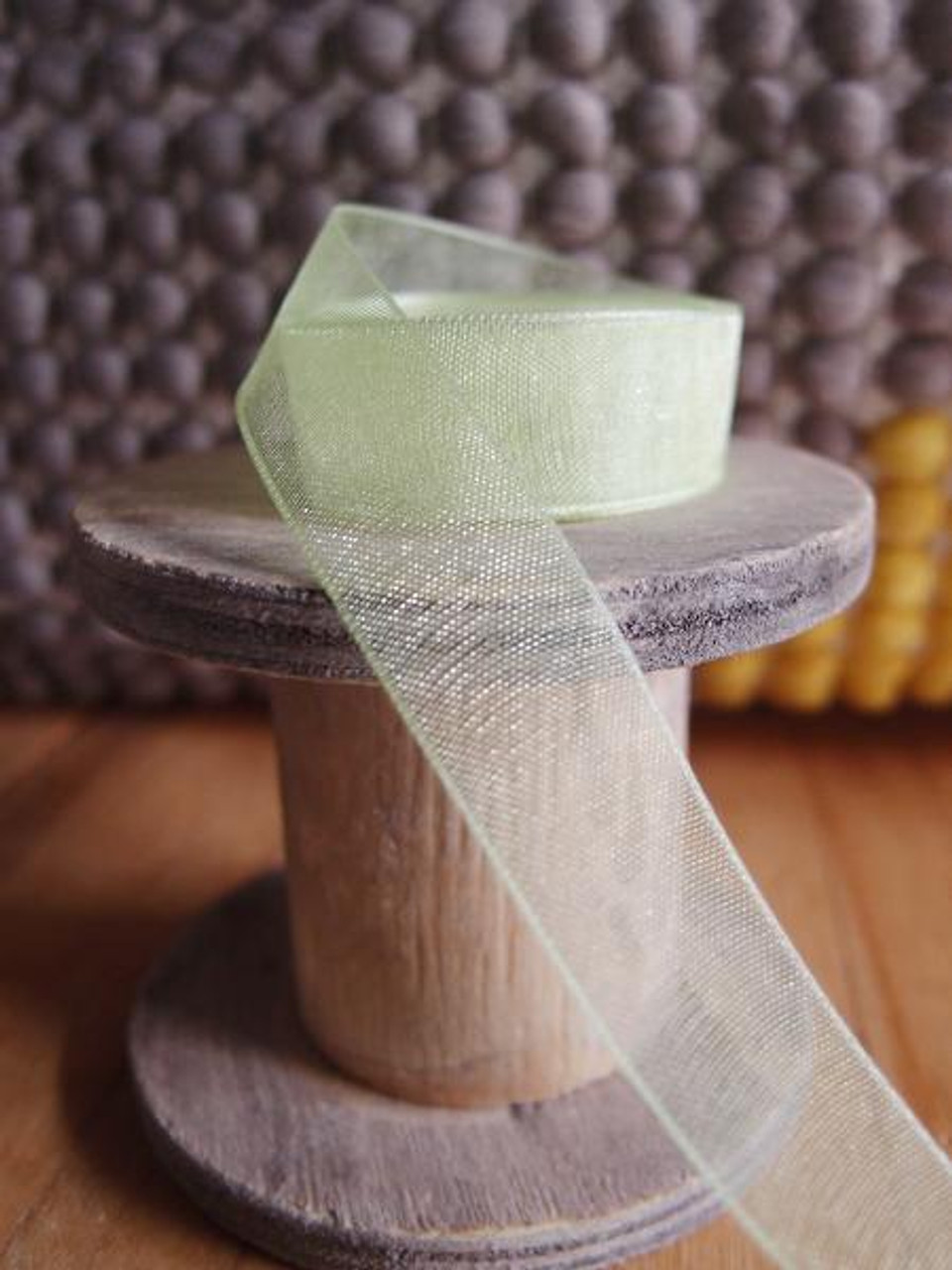 Mint Sheer Ribbon with Monofilament Edge (3 sizes)