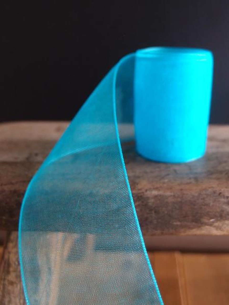 Turquoise Sheer Ribbon with Monofilament Edge (3 sizes)