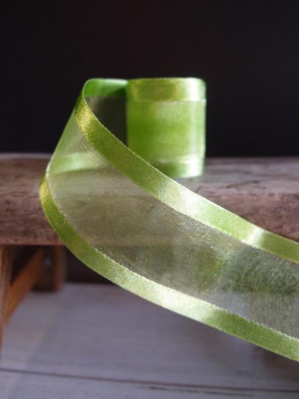 Kiwi Sheer Ribbon with Satin Edge (2 sizes)