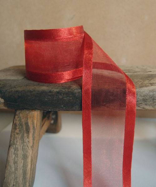 Crimson Sheer Ribbon with Satin Edge (4 sizes)