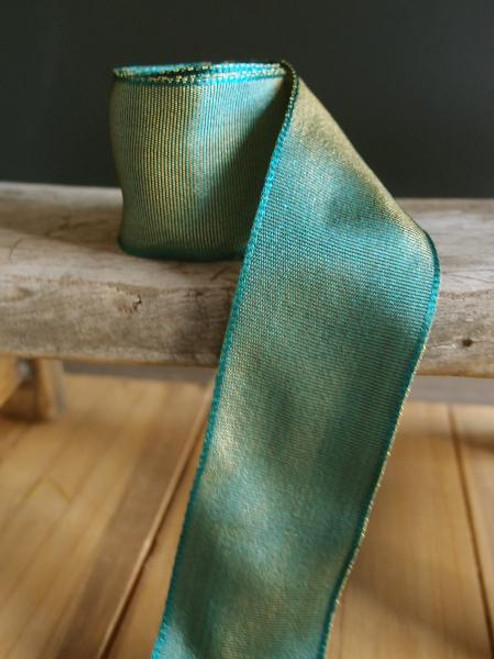 Hunter Green Two-Toned Grosgrain Ribbon with Wired Edge ( 1 size)