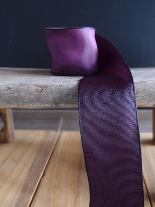 Eggplant Two-Toned Grosgrain Ribbon with Wired Edge (2 sizes)