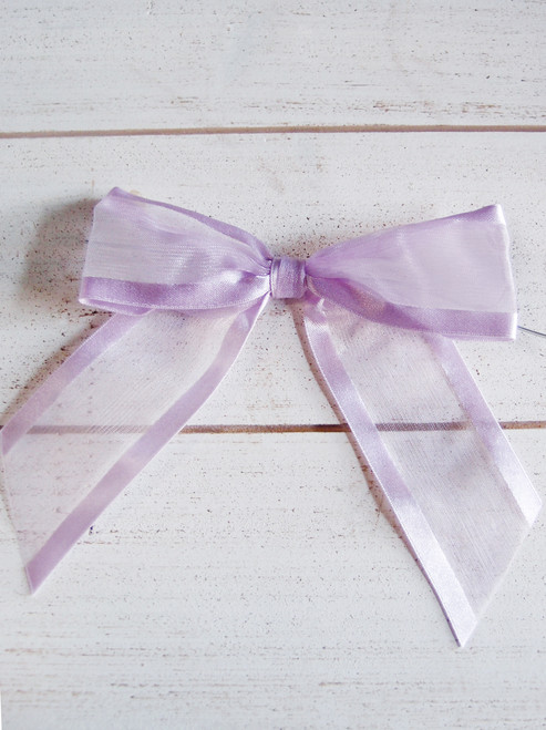 Lavender Organza Satin Edge  Pre-tied 4.5" Bow w/Twist-tie