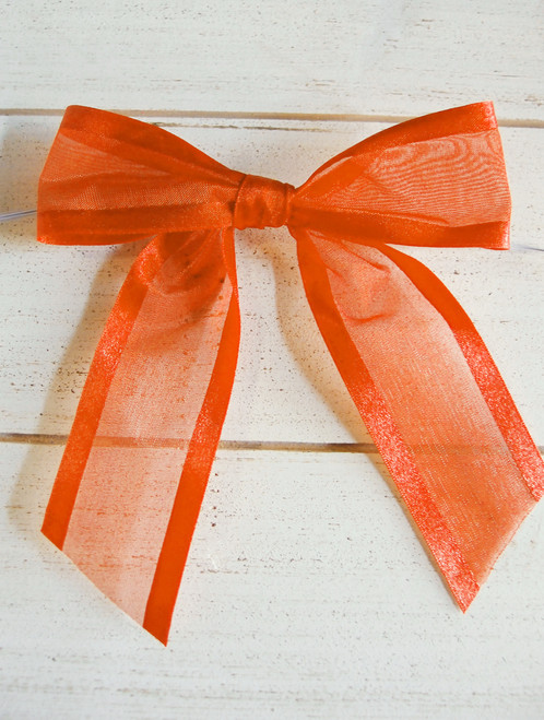 Orange Organza Satin Edge Pre-tied 4.5" Bow w/Twist-tie