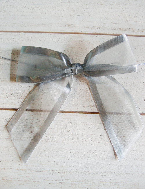 Pre-tied Organza Bows Silver, Ribbon, Packaging and Accessories