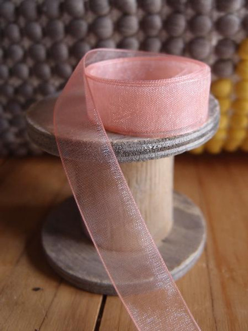 Coral Sheer Ribbon with Monofilament Edge (3 sizes)