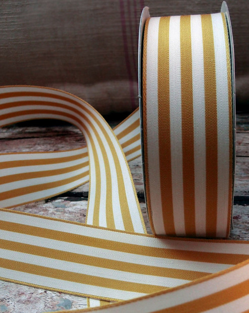 Honey Gold  & Ivory Striped Ribbon (3 sizes)