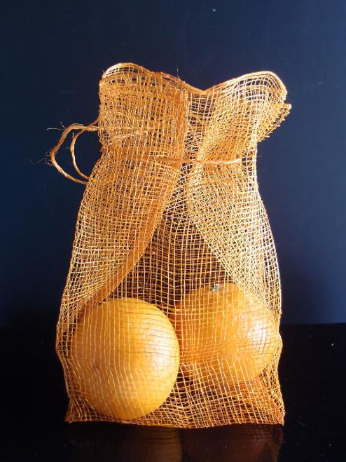 Orange Sinamay Drawstring Pouches