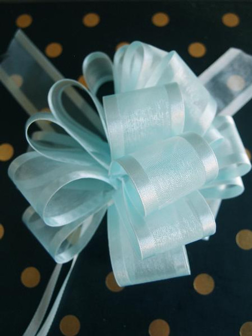 Light Blue Sheer with Satin Edge Pull Bow, Wholesale Ribbon | Packaging Ribbon Light Blue Sheer with Satin Edge Pull Bow, Wholesale Ribbon | Packaging Ribbon
