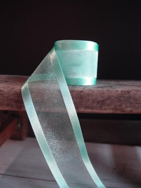  AMORECREATIONS - Teal Organza Ribbon with Satin Edge-25 Yards X  1.5 Inches