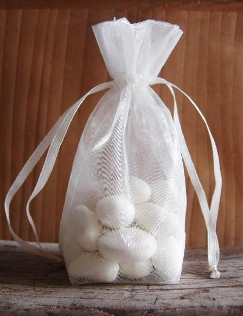 Ivory Gusseted Sheer Bag with Satin Cord (3 sizes)