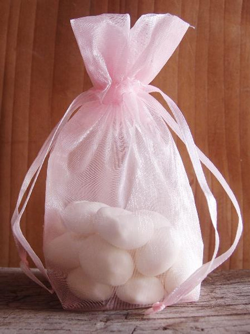 Pink Gusseted Sheer Bag with Satin Cord (3 sizes)