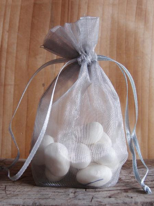 Silver Gusseted Sheer Bag with Satin Cord (3 sizes)