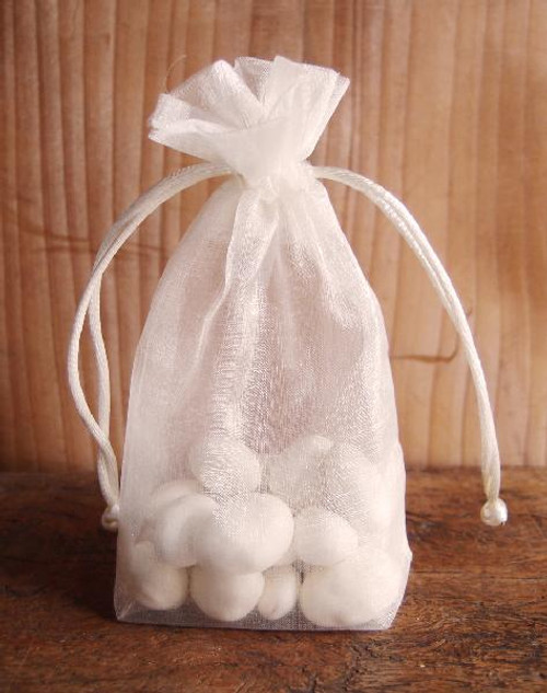 Ivory Gusseted Sheer Bag with Rat-tail Cord (2 sizes)