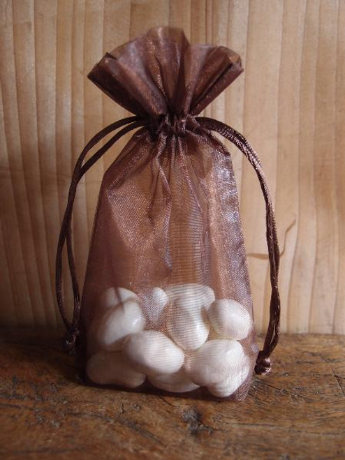 Chocolate Gusseted Sheer Bag with Rat-tail Cord (2 sizes)