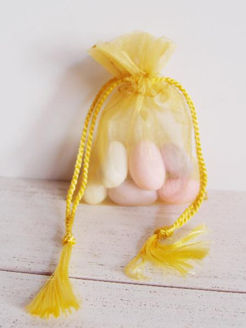 Gold Organza Bag with Tassel Drawstring (3 sizes)