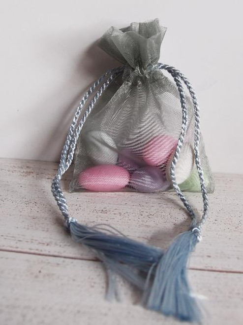 Silver Organza Bag with Tassel Drawstring (3 sizes)