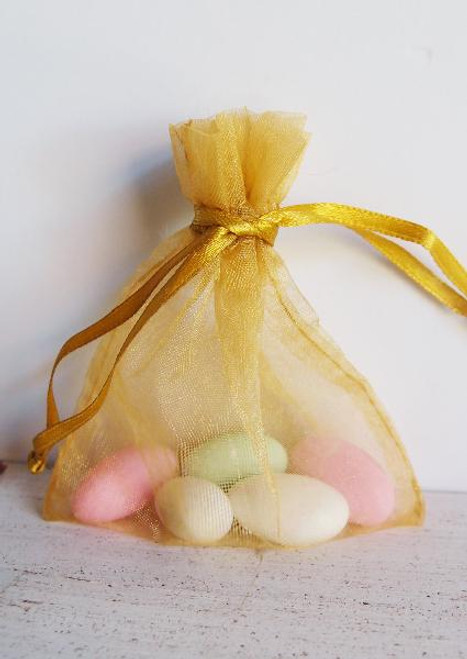 Antique Gold Organza Bag with Ribbon String (12 sizes)
