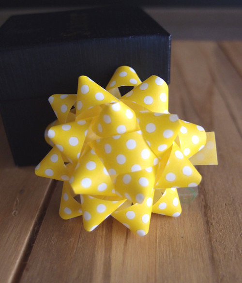 Yellow  White Dots 2" Star Bows