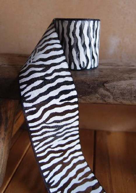Black Sheer with White Zebra Print Ribbon (4 sizes)