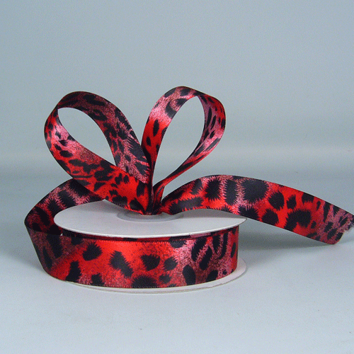 Double Face Red Leopard Print Satin Ribbon (424-59, 426-59, 427-59), Wholesale Ribbon, Wholesale Gift Packaging | Packaging Decor