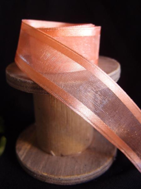 Peach Sheer Ribbon with Satin Wired Edge (3 sizes)
