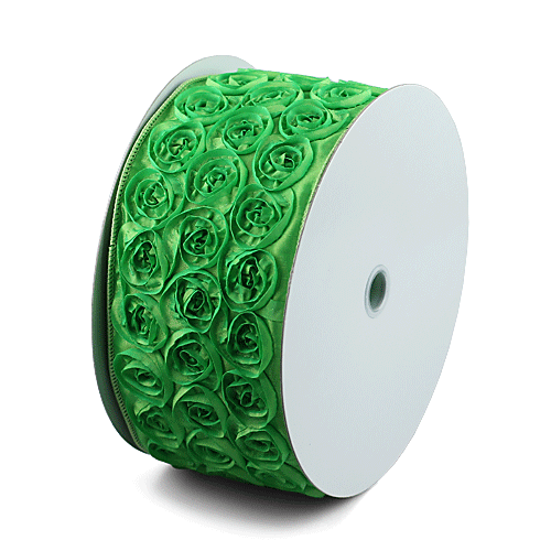 Apple Green Rose Petal Ribbon with Wire Edge