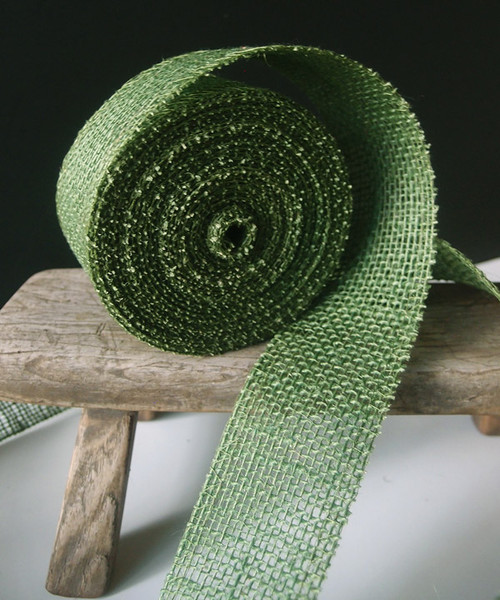 2" x 10Y Green Burlap Jute Ribbon