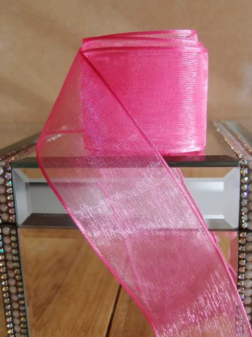 Shocking Pink Sheer Ribbon with Wired Edge (2 sizes)