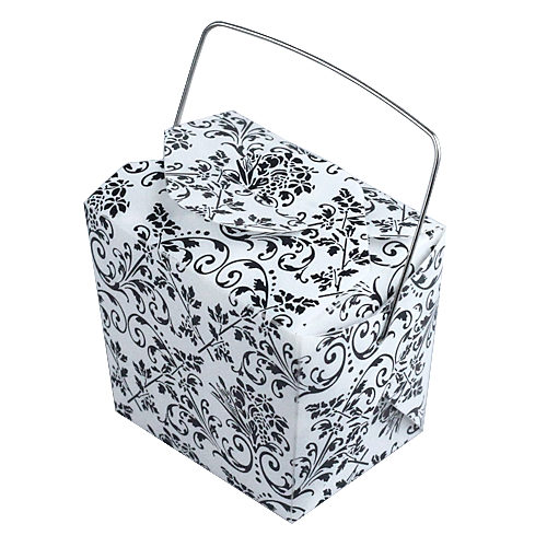  White Damask PET Take Out Box (2 sizes)