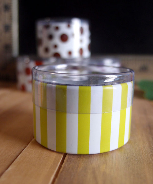 2"dia. x 1"H Cylinder Box-Lime Stripes