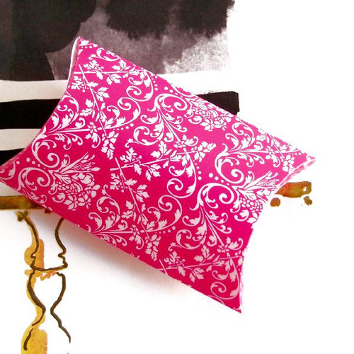 Hot Pink w/White Damask Print Pillow Box