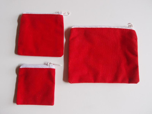 Red Velvet Zippered Bag 3 1/2" x 3"  