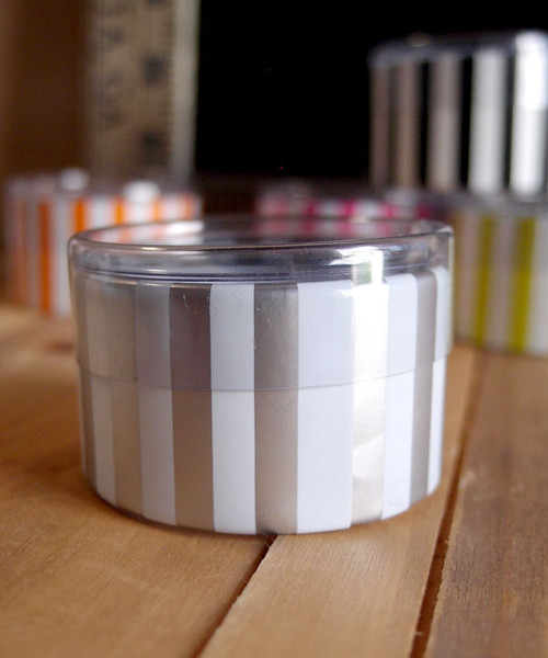 2"dia. x 1"H Cylinder Box-White/Silver Stripes