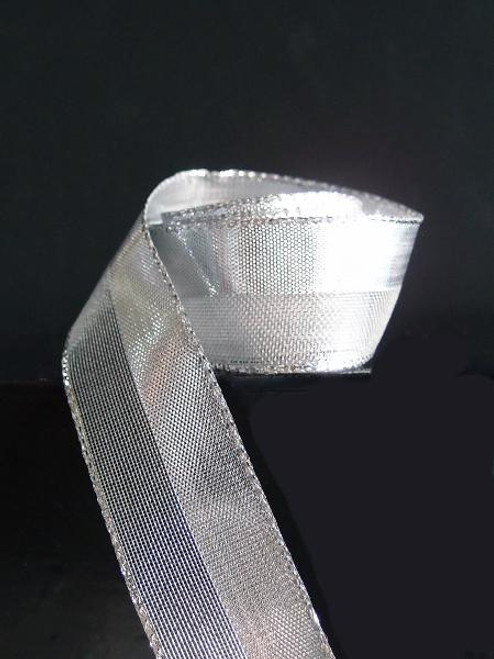 Silver Nylon Metallic Wired Ribbon (4 sizes)