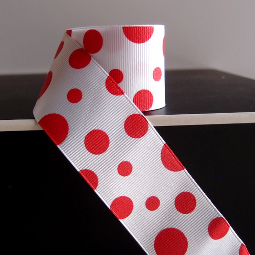 Red Polka Dot Grosgrain Ribbon