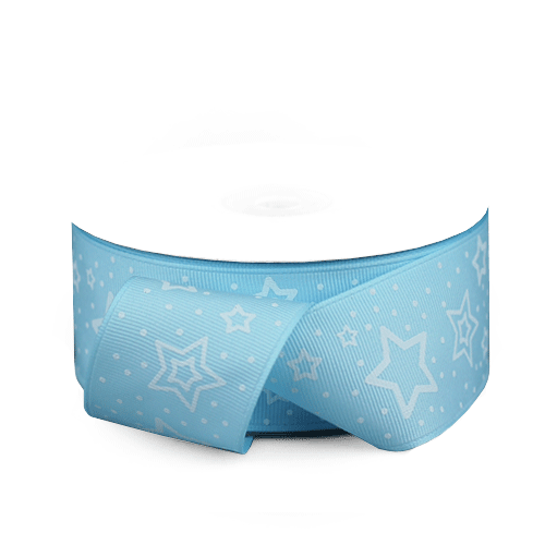 Blue w/Star Print Grosgrain Ribbon