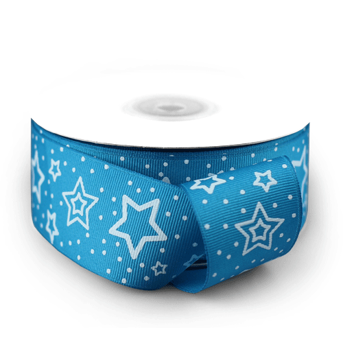 Turquoise w/Star Print Grosgrain Ribbon