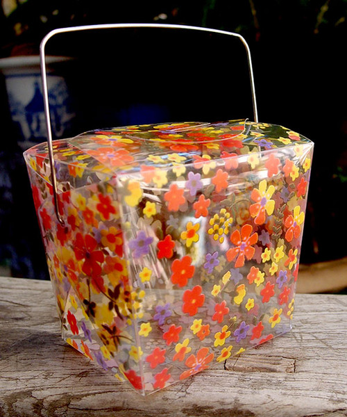 2 3/4"x2"x2 1/2" Takeout Box-Yellow/Orange Floral