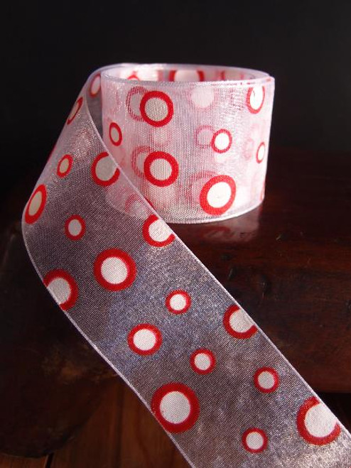 Red Polka Dot Sheer Ribbon