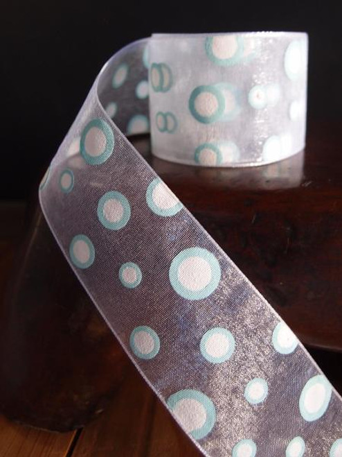 Light Blue Polka Dot Sheer Ribbon