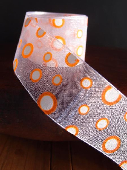 Orange Polka Dot Sheer Ribbon