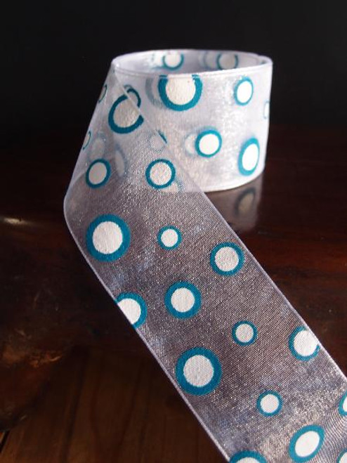 Turquoise Polka Dot Sheer Ribbon
