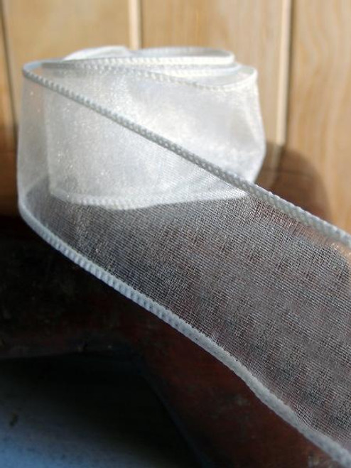 Ivory Two-Toned Organza Wire Ribbon (2 sizes)