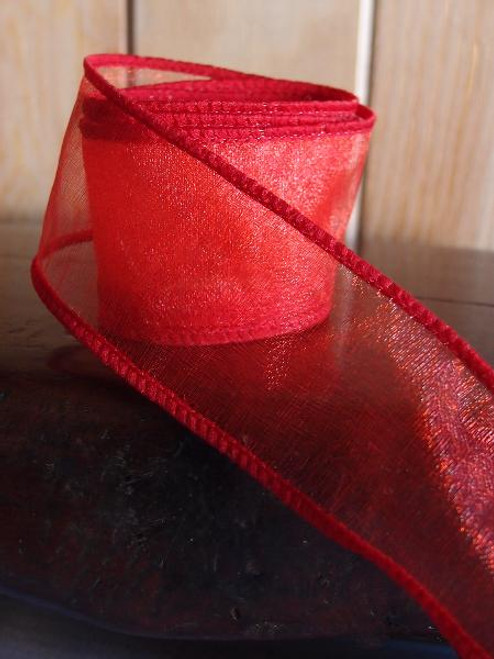 Red Two-Toned Organza Wire Ribbon (2 sizes)