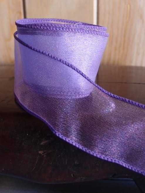 Organza Ribbon 2.5 Wired Wisteria Lilac Purple with Iridescent