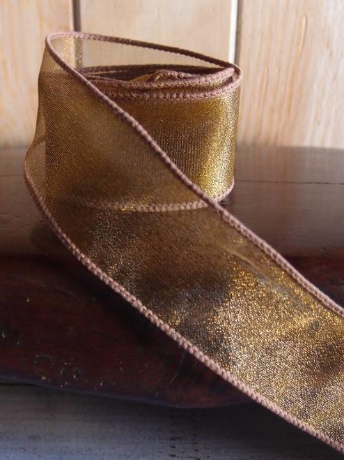 Brown Two-Toned Organza Wire Ribbon (2 sizes)
