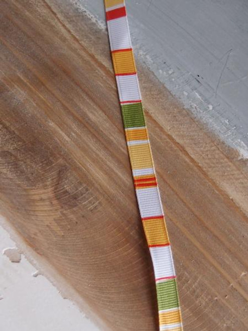 Orange-White-Yellow-Moss Vertical Stripes Grosgrain Ribbon