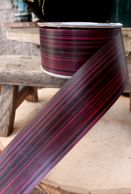 Variegated Burgundy & Black  2"  Aspidistra Ti Leaf Waterproof Floral Ribbon Variegated Burgundy & Black  2"  Aspidistra Ti Leaf Waterproof Floral Ribbon