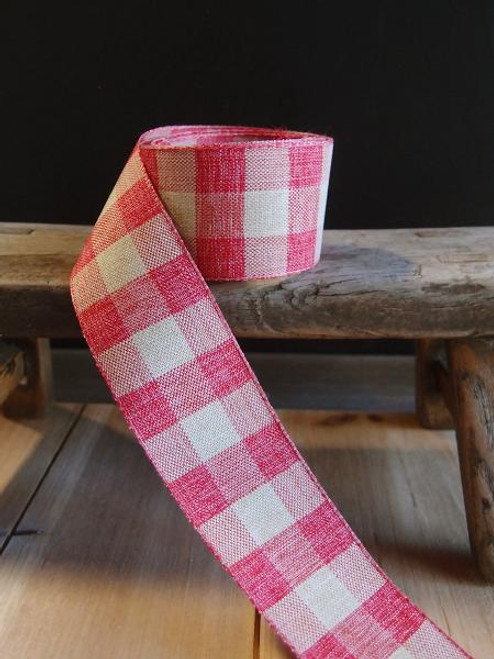 Red & Natural Check Buffalo Plaid Ribbon